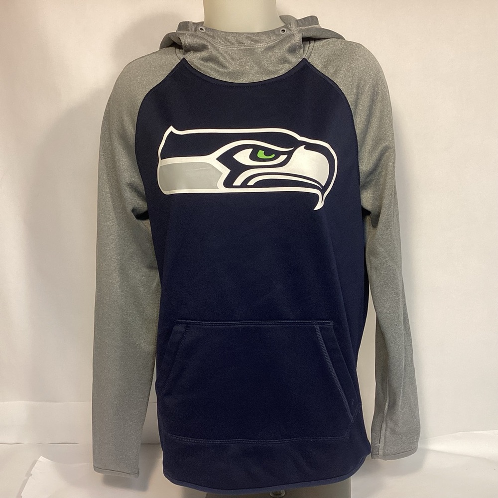Seattle Seahawks Blue and Gray Womens Hoodie size medium Nike Therma-Fit